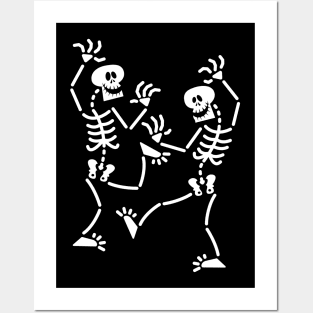 Funny skeletons dancing and having fun at Halloween Posters and Art